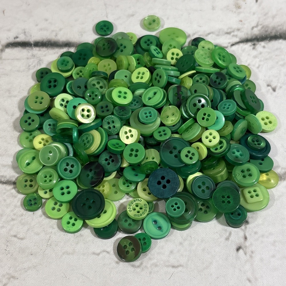 Assorted Green Buttons for Crafts Aprox 300 Pcs for DIY Projects and Decorations